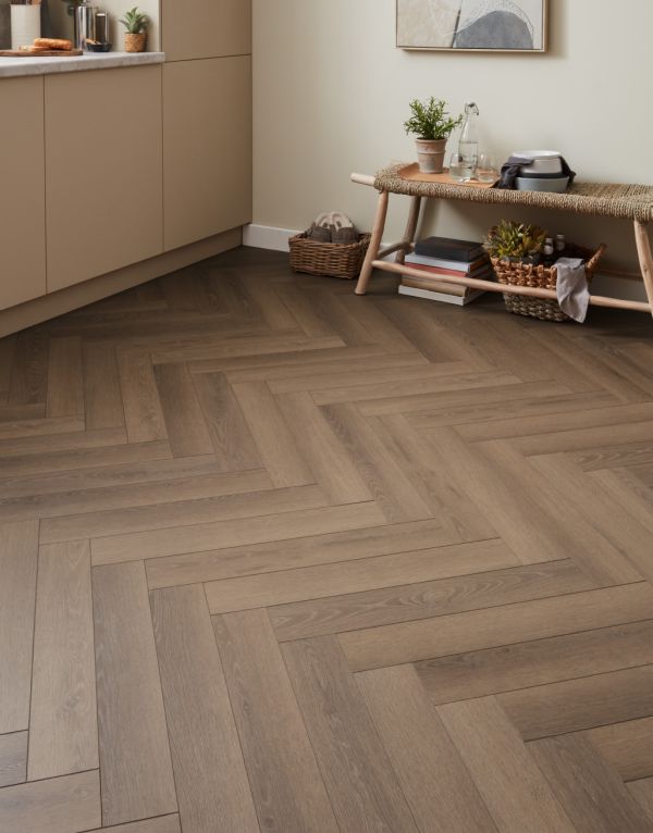 Luxe Herringbone - Spiced Honey Oak Laminate Flooring